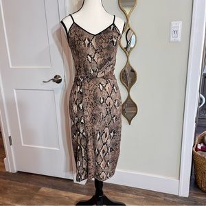 Davi & Dani Womens Dress Spaghetti Straps Sleeveless Midi V-Neck Tie Belt Sz M